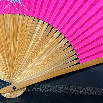 "Thistle on Pink" Vintage Folding Fan