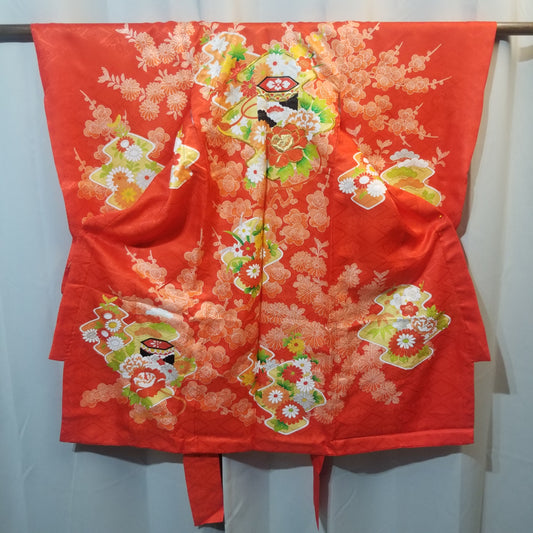 "Mums and Plums" Vintage Girl's Kimono