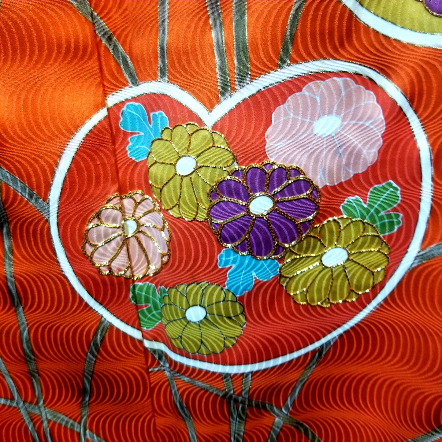 "Heart Lillies" Vintage Japanese Kimono