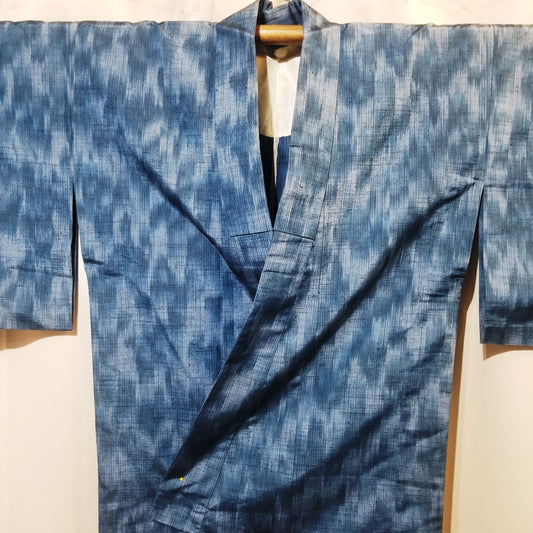 "Ikat Indigo" Vintage Kimono