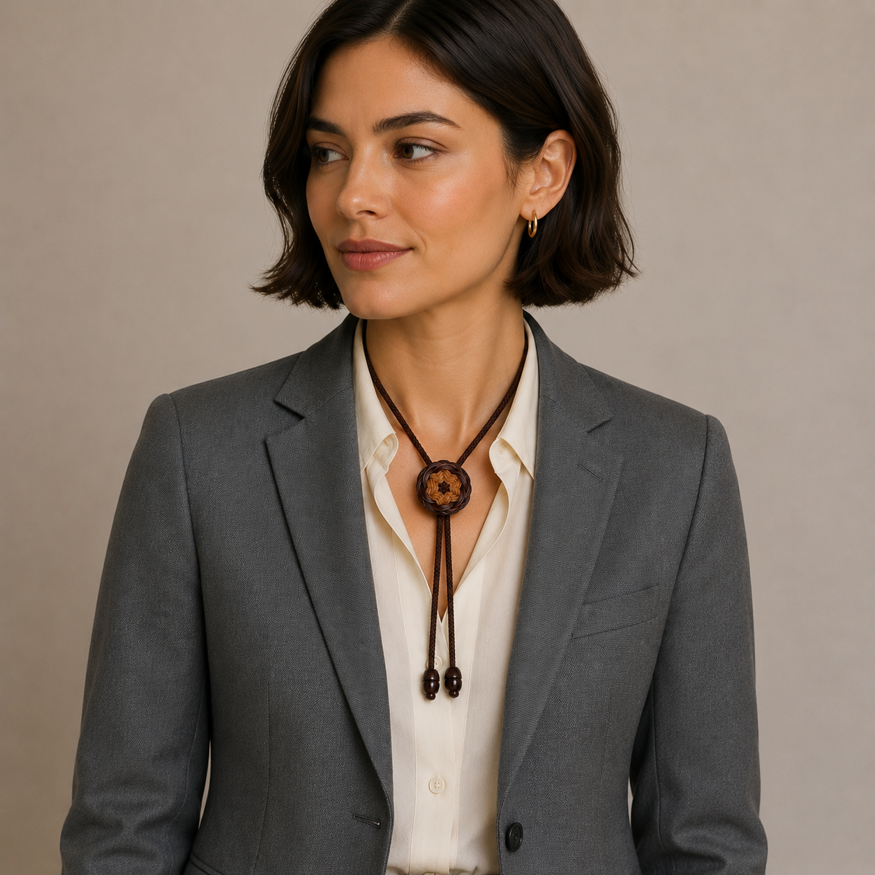 "Woven Rosette" Vintage Bolo Tie