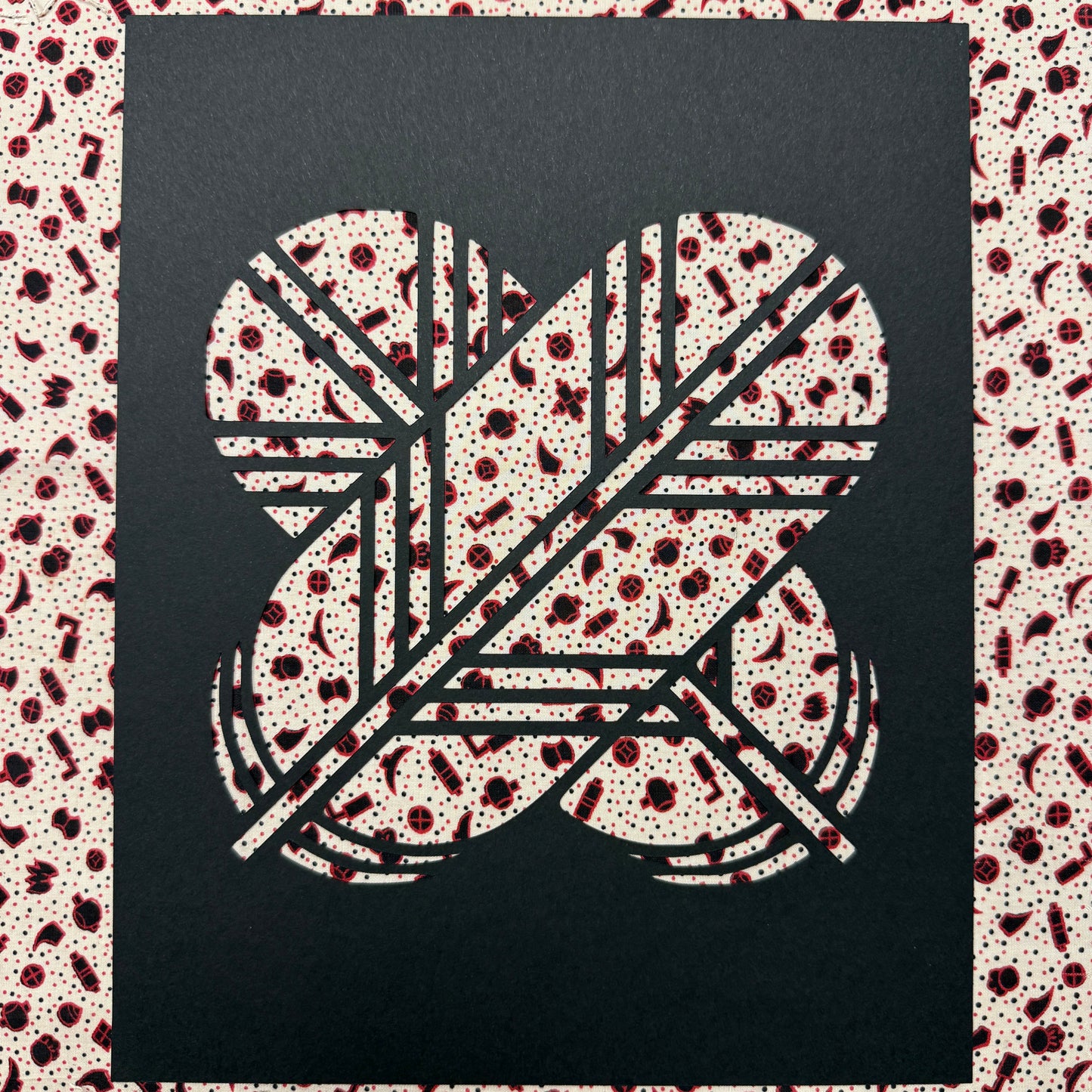 "Crossed Feathers Crest" Katagami Art