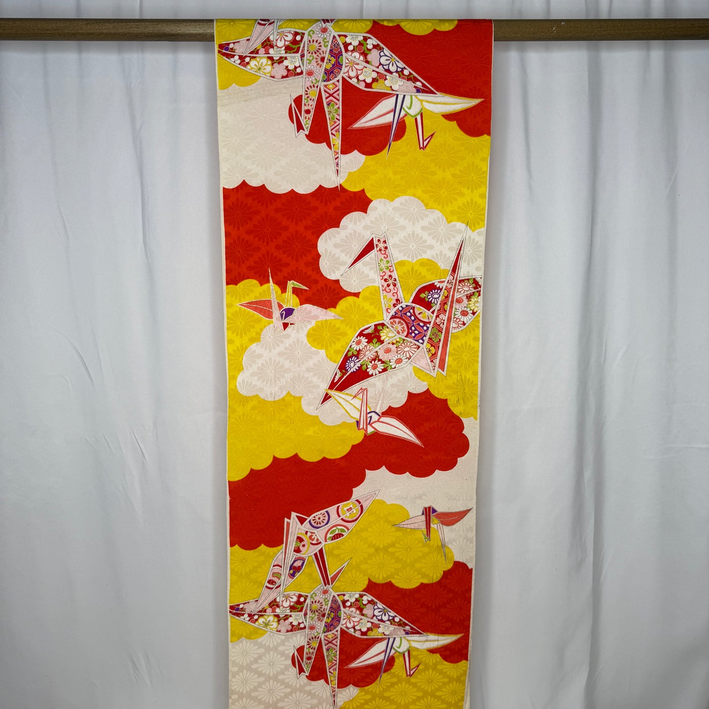 "Origami Cranes" Vintage Kimono Yardage