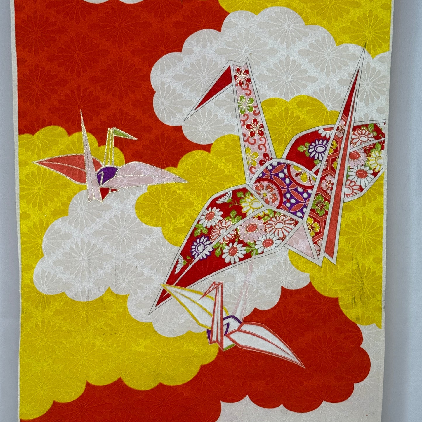 "Origami Cranes" Vintage Kimono Yardage