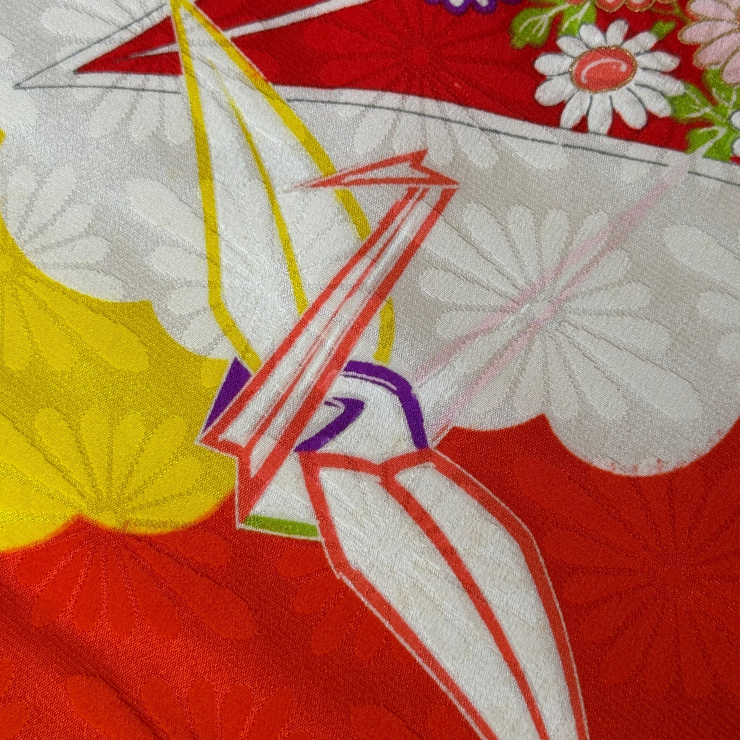 "Origami Cranes" Vintage Kimono Yardage