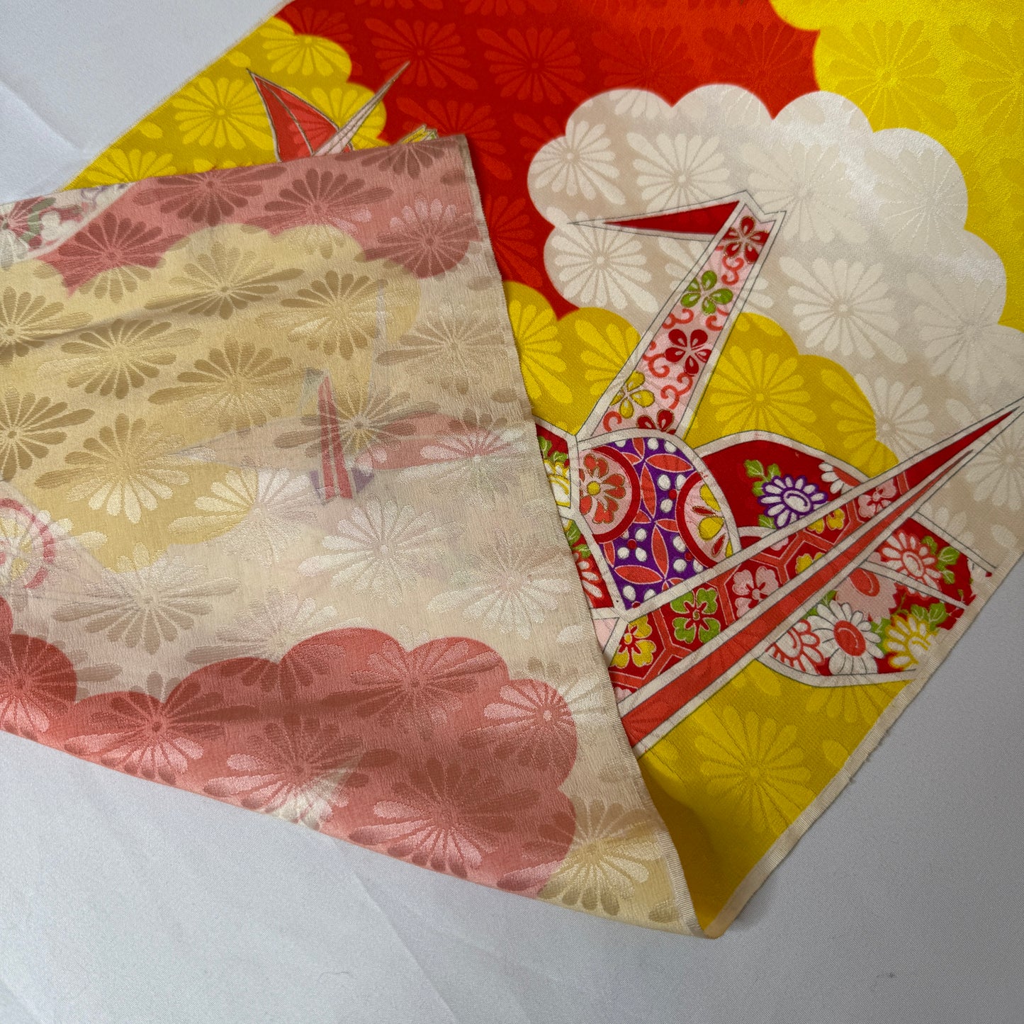 "Origami Cranes" Vintage Kimono Yardage