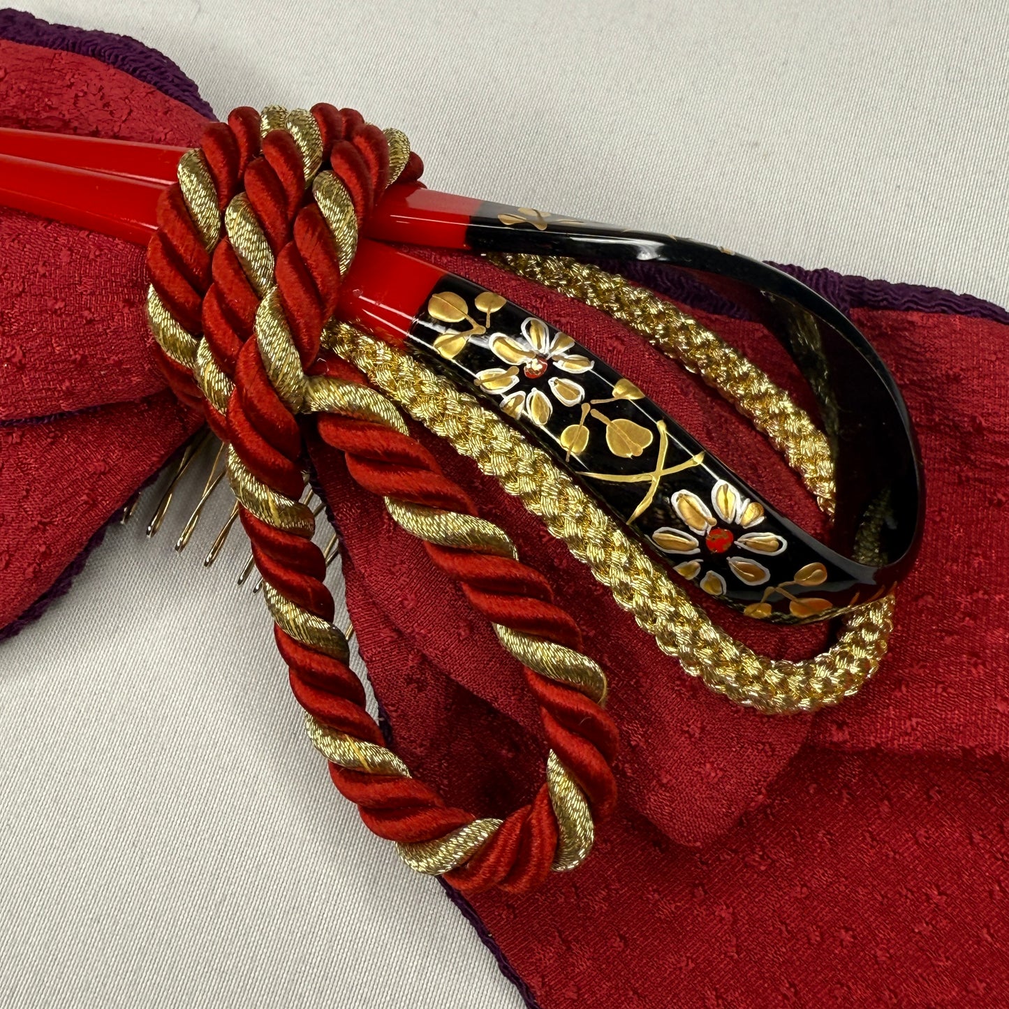 "Hair Stick Bow" Vintage Kanzashi Comb