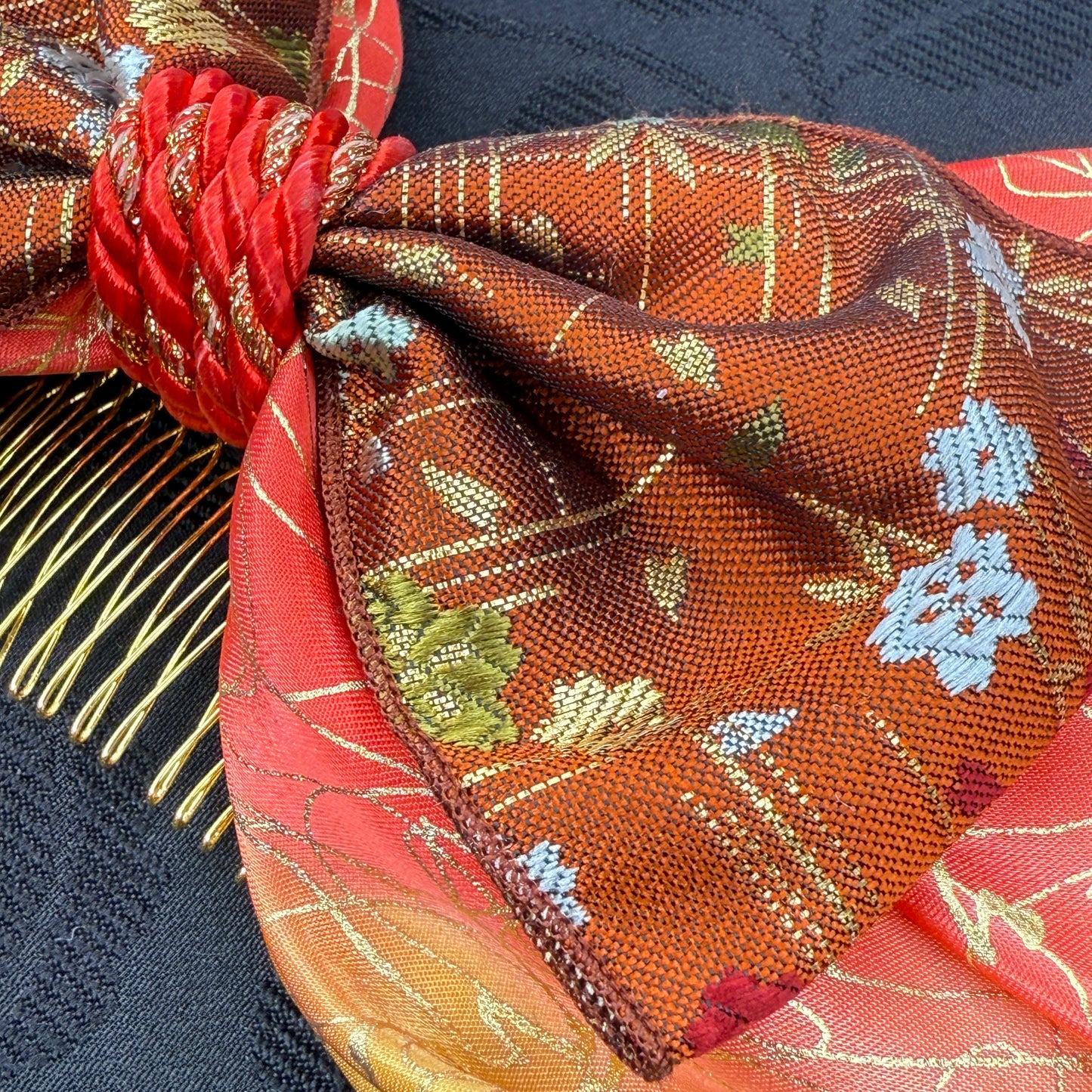 "Autumn Sunset" Vintage Kanzashi Comb