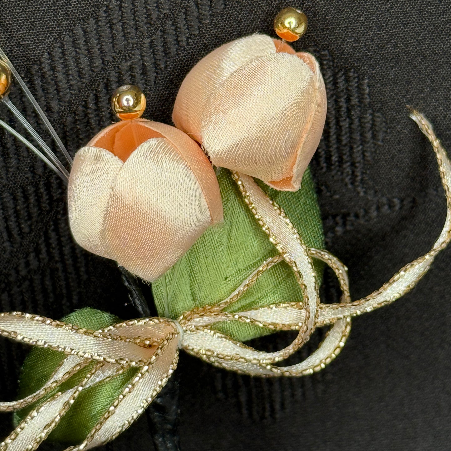 "Peach Blossoms" Vintage Kanzashi Hair Pins