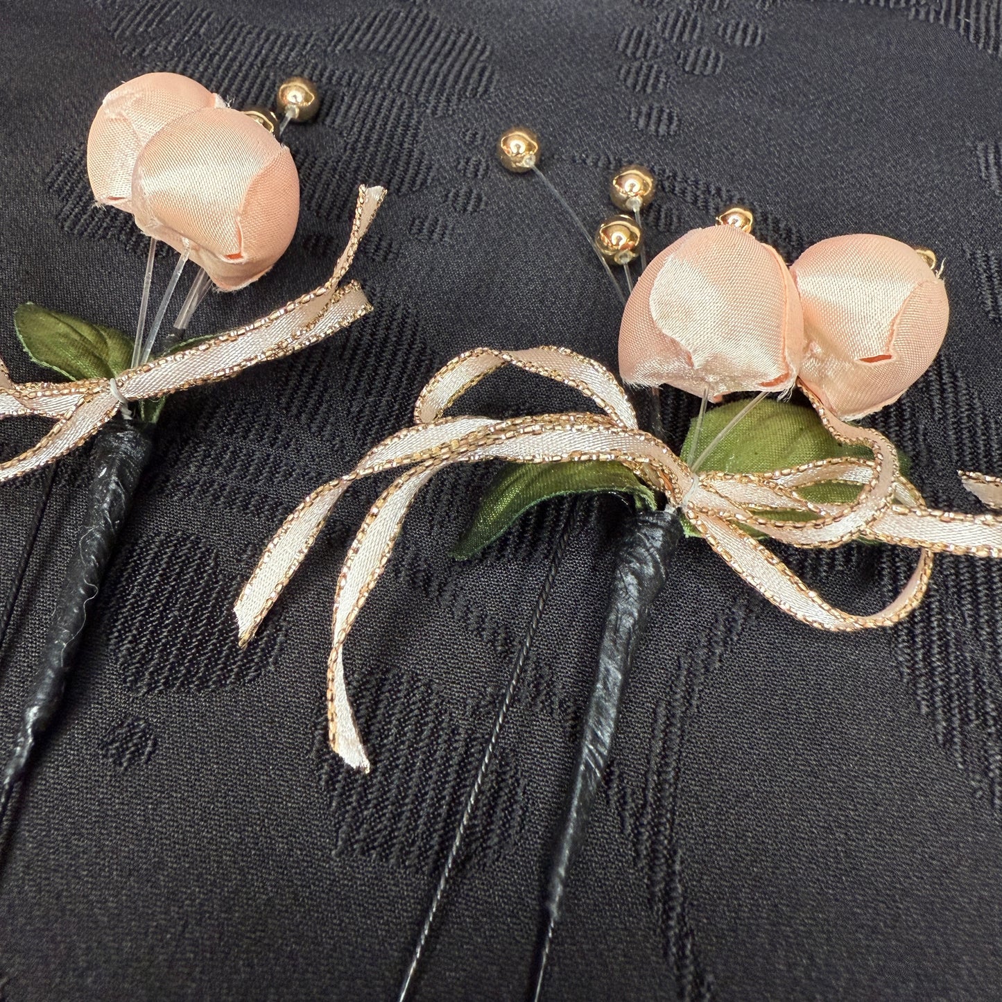 "Peach Blossoms" Vintage Kanzashi Hair Pins