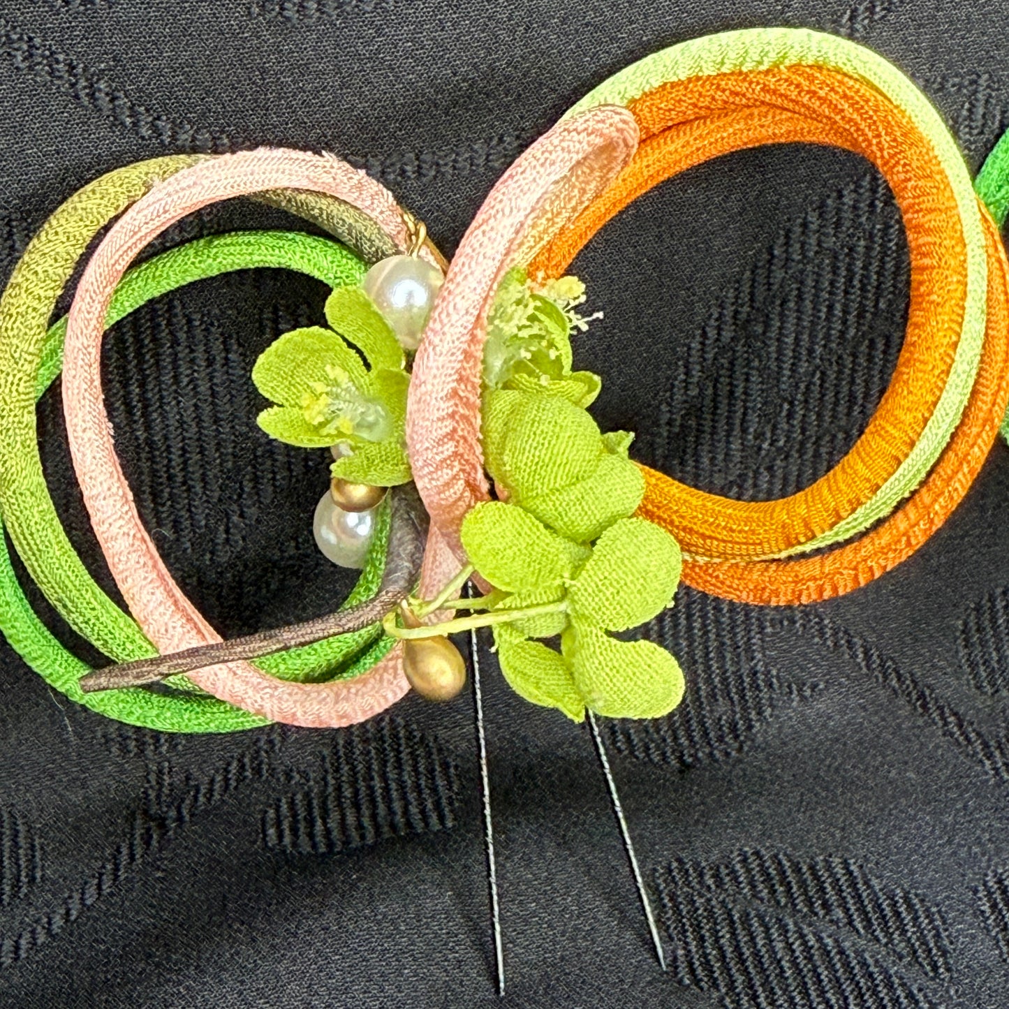 "Citrus Spiral" Vintage Kanzashi Hair Pins