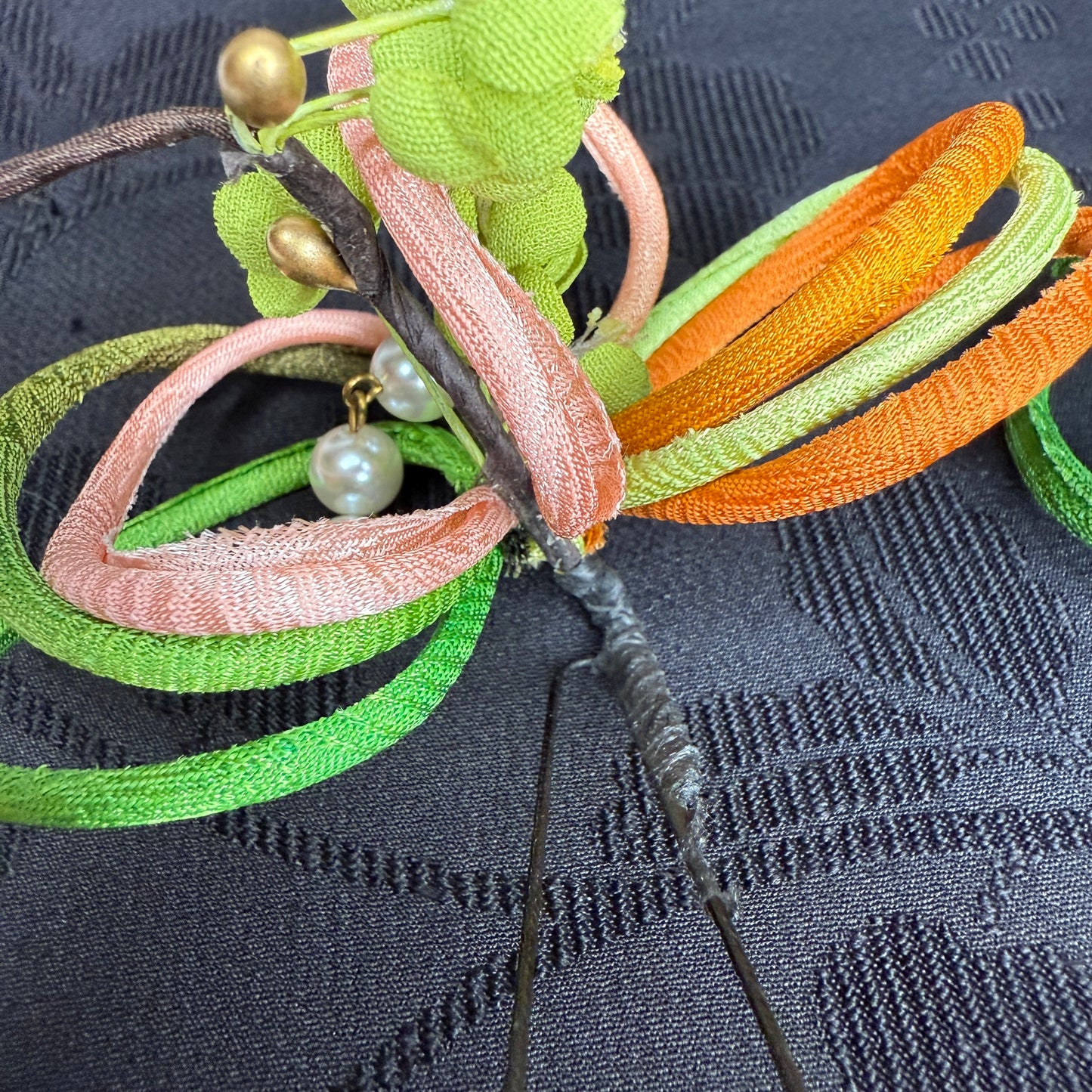"Citrus Spiral" Vintage Kanzashi Hair Pins