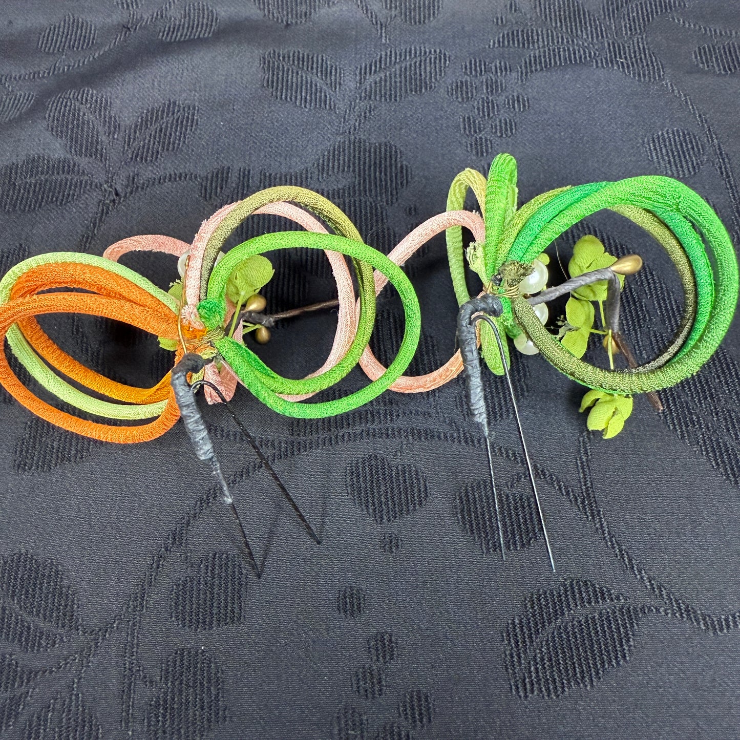 "Citrus Spiral" Vintage Kanzashi Hair Pins