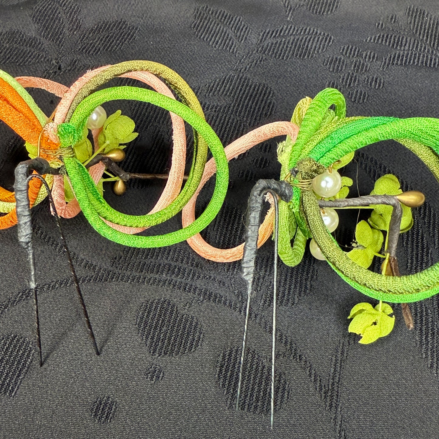 "Citrus Spiral" Vintage Kanzashi Hair Pins