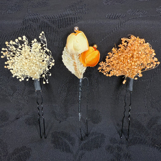 "Harvest Glow" Vintage Kanzashi Hair Pins