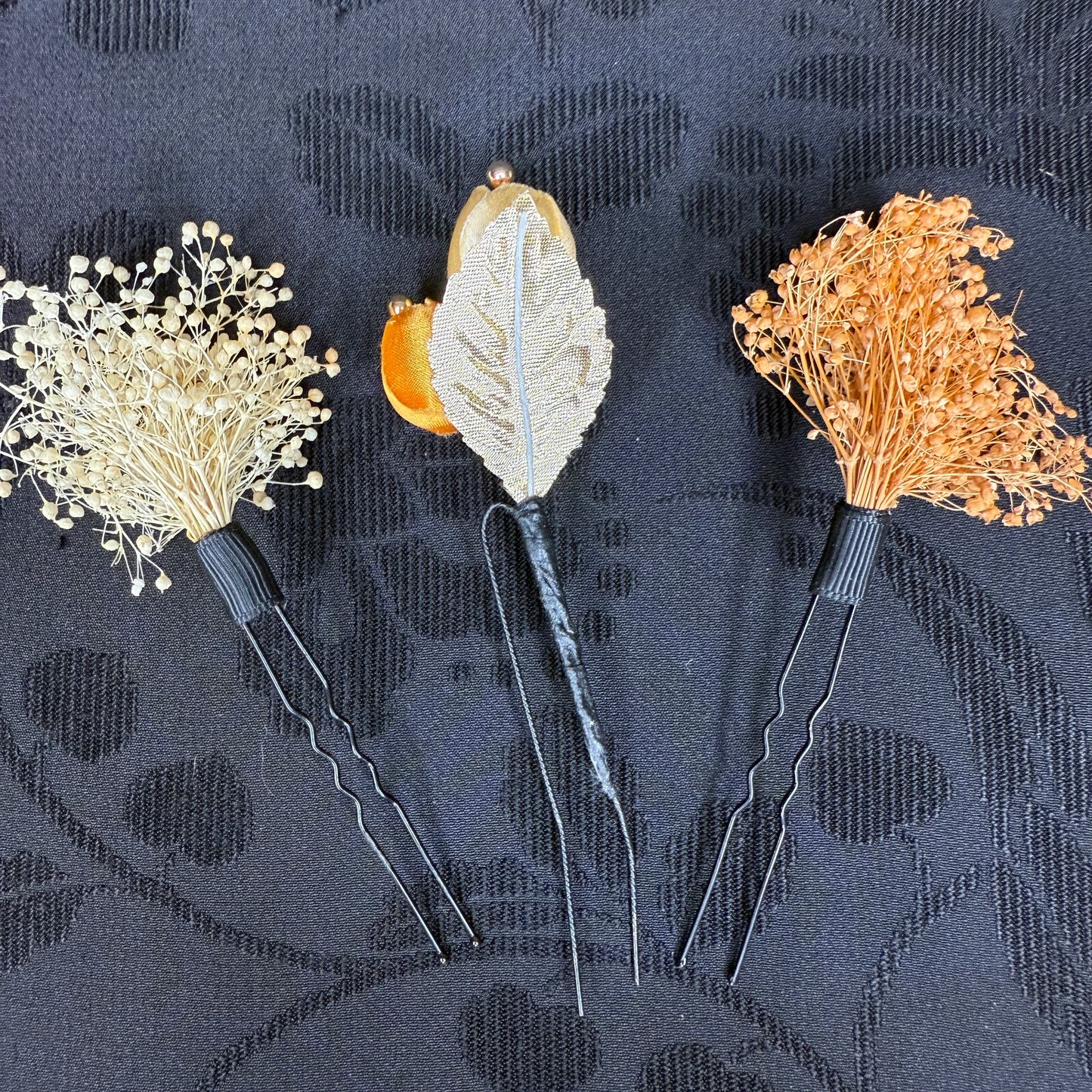 "Harvest Glow" Vintage Kanzashi Hair Pins