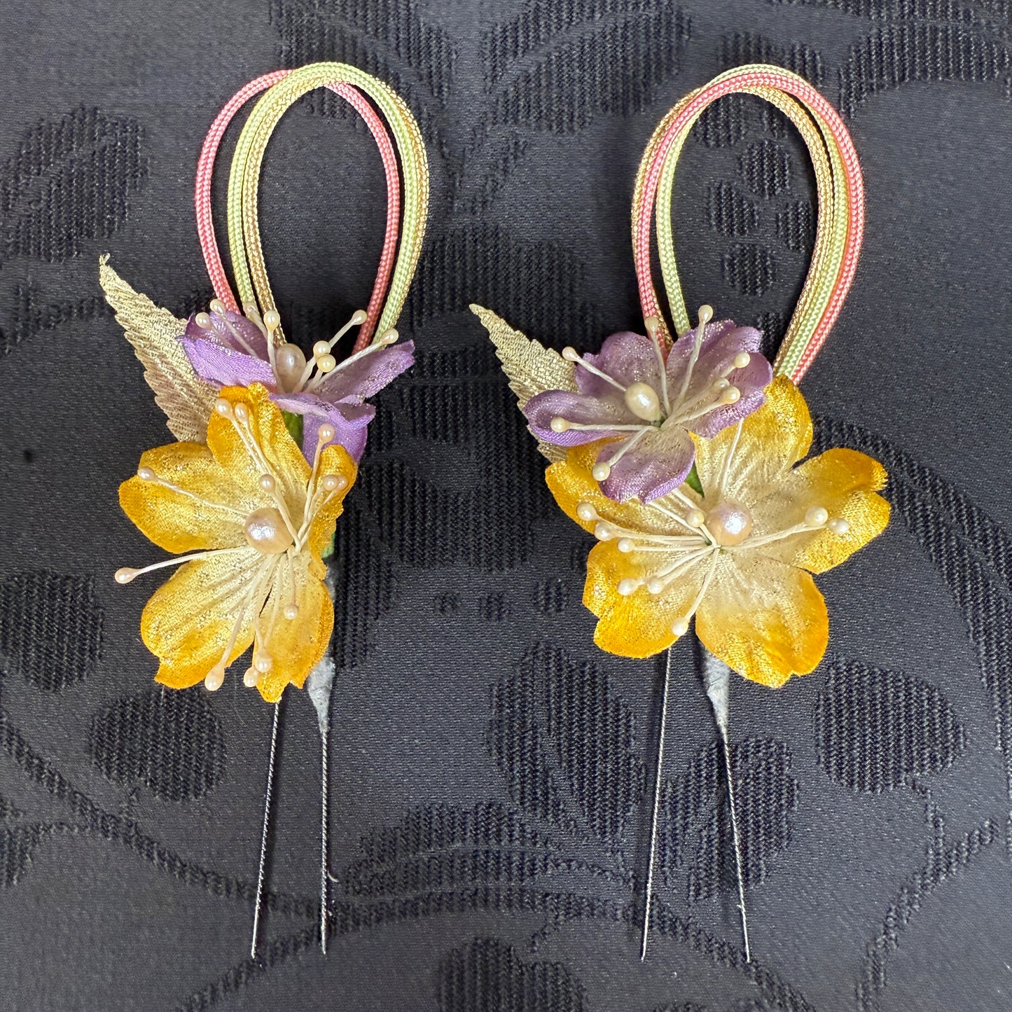 "Hikari no Hana" Vintage Kanzashi Hair Pins
