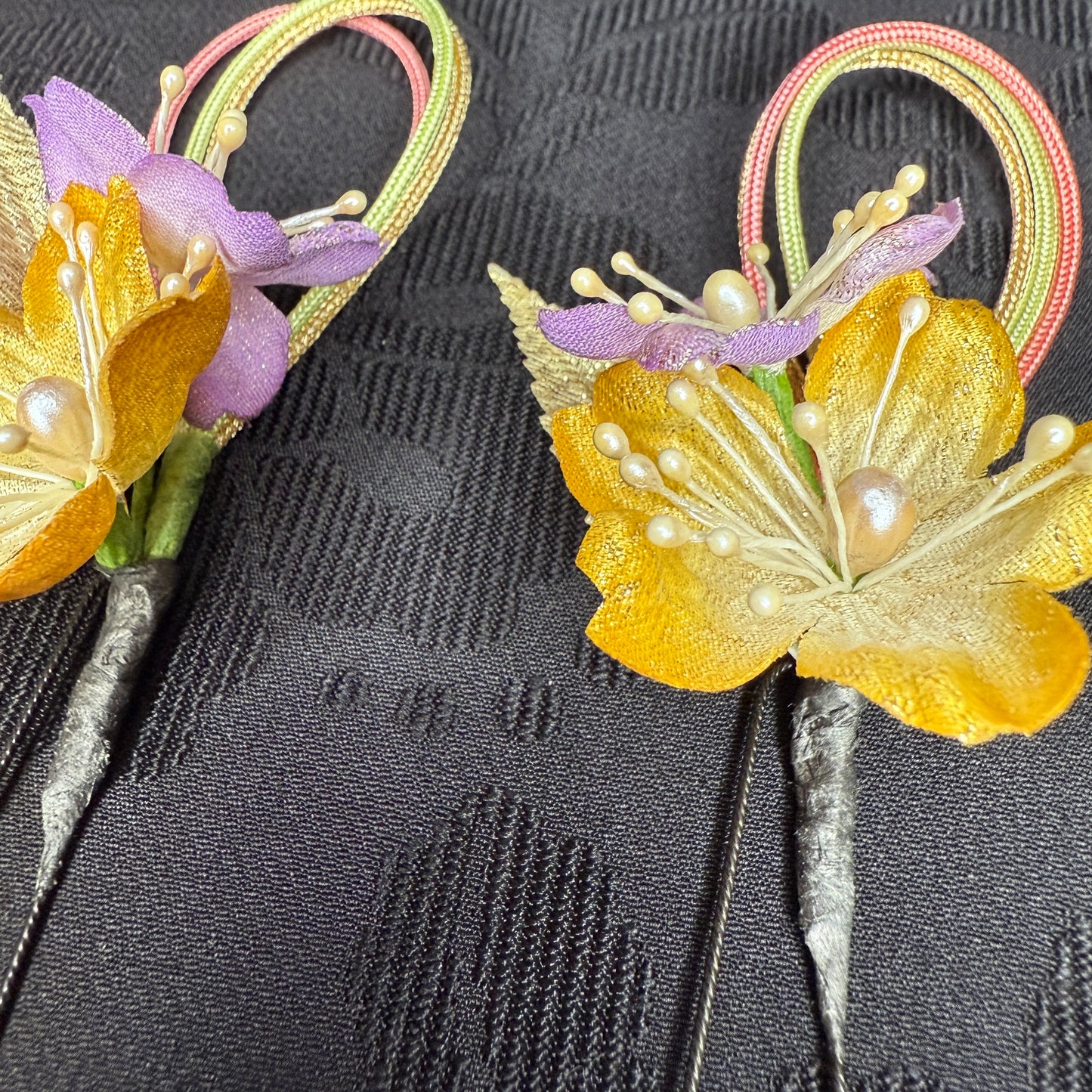 "Hikari no Hana" Vintage Kanzashi Hair Pins