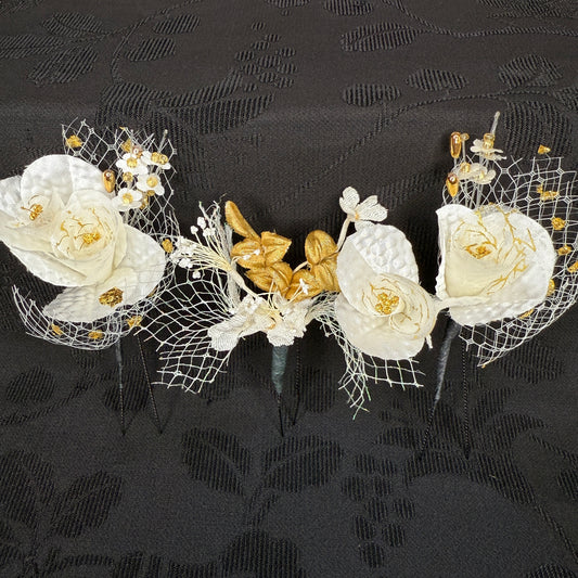 "Winter Bride" Vintage Kanzashi Hair Pins