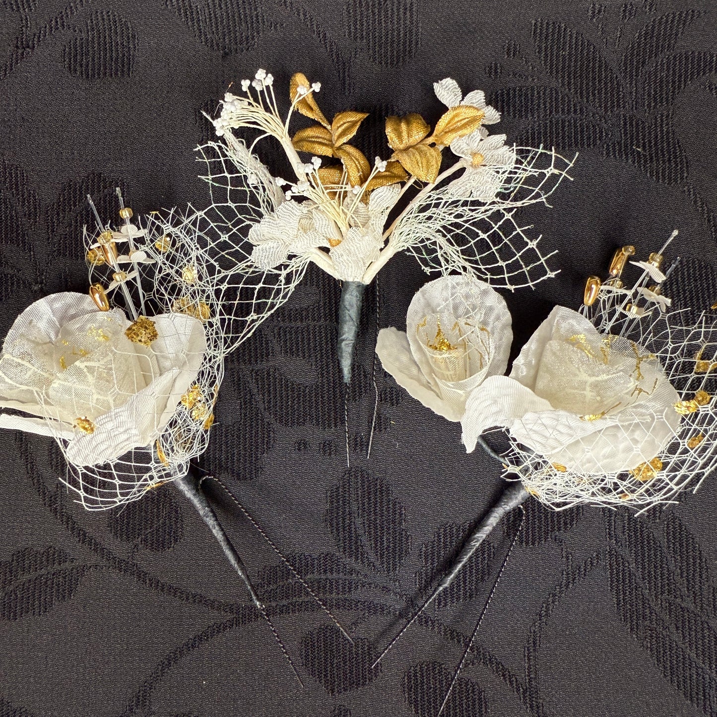 "Winter Bride" Vintage Kanzashi Hair Pins
