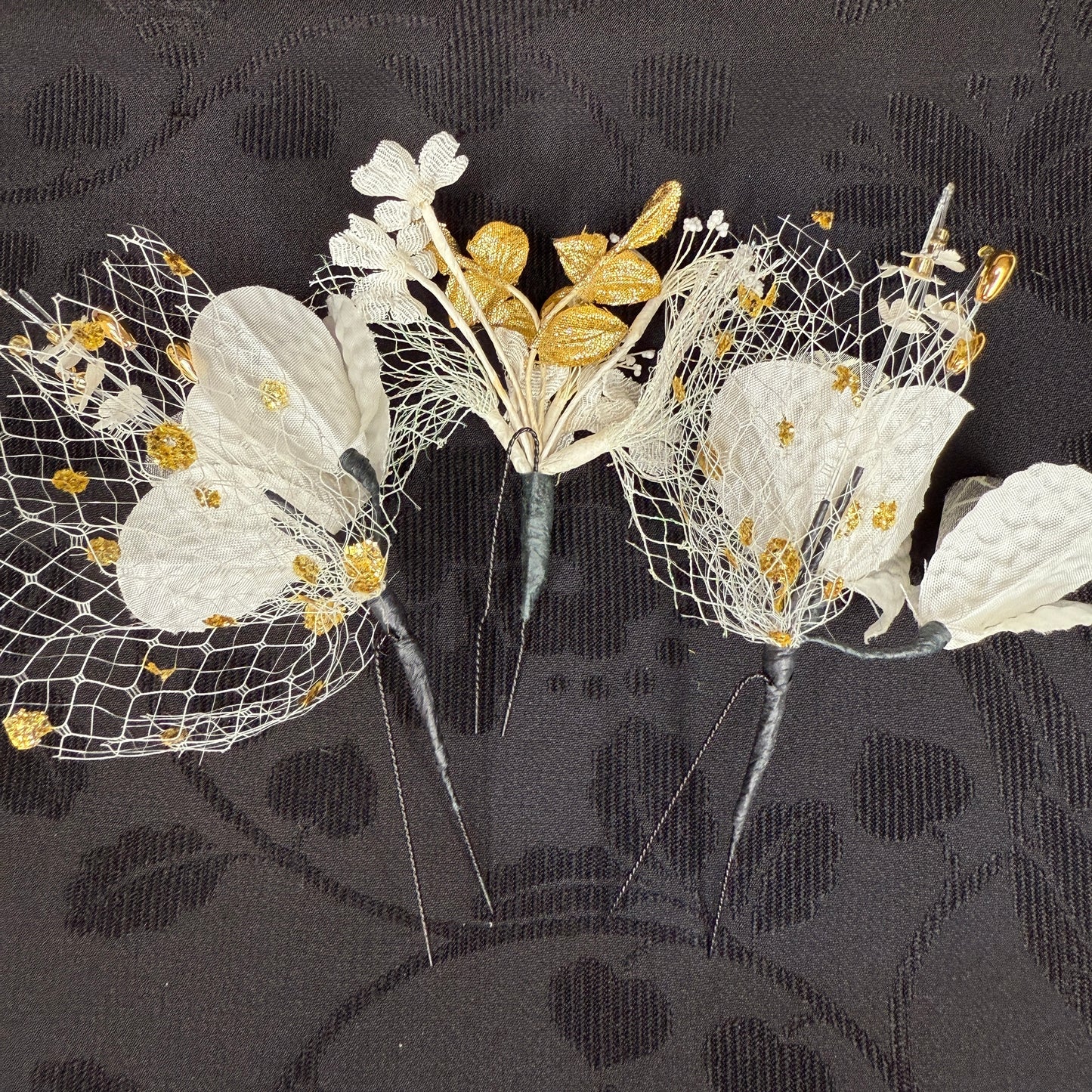 "Winter Bride" Vintage Kanzashi Hair Pins
