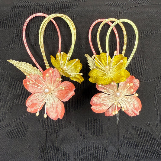 "Sakura Dawn" Vintage Kanzashi Hair Pins