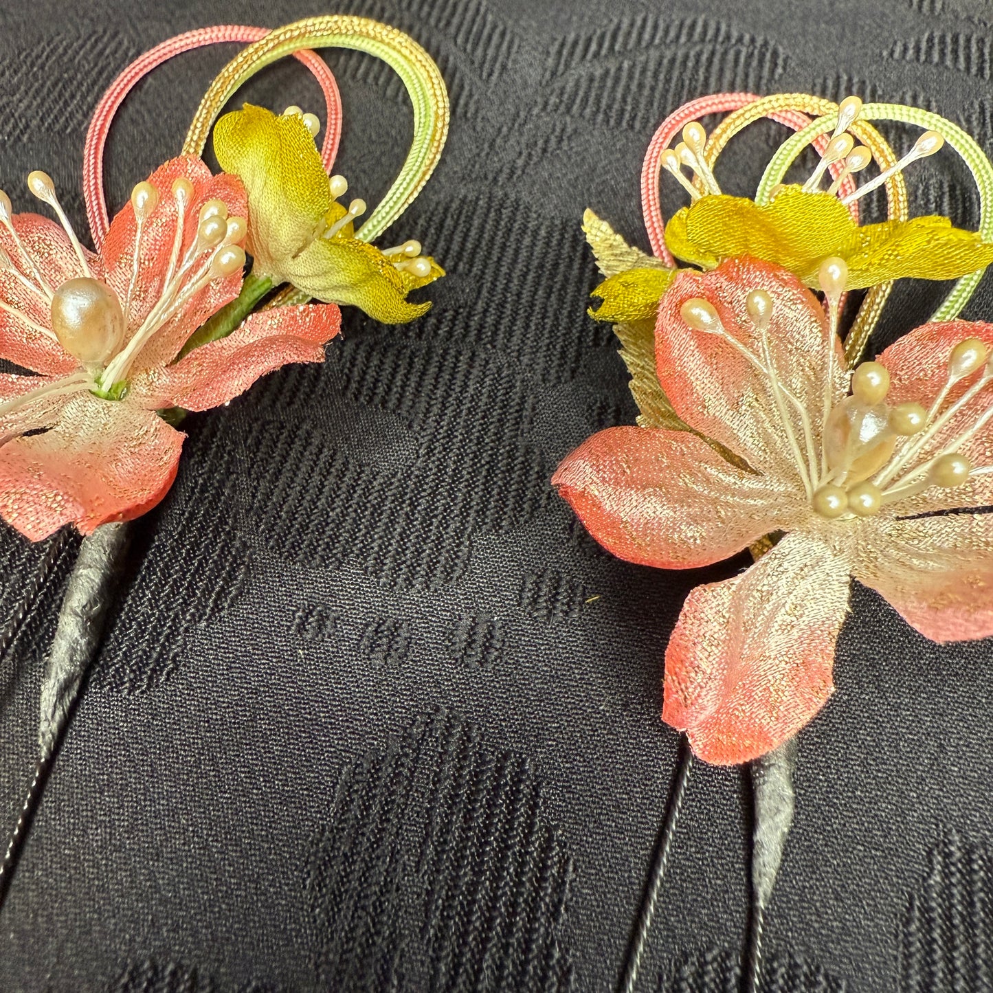 "Sakura Dawn" Vintage Kanzashi Hair Pins
