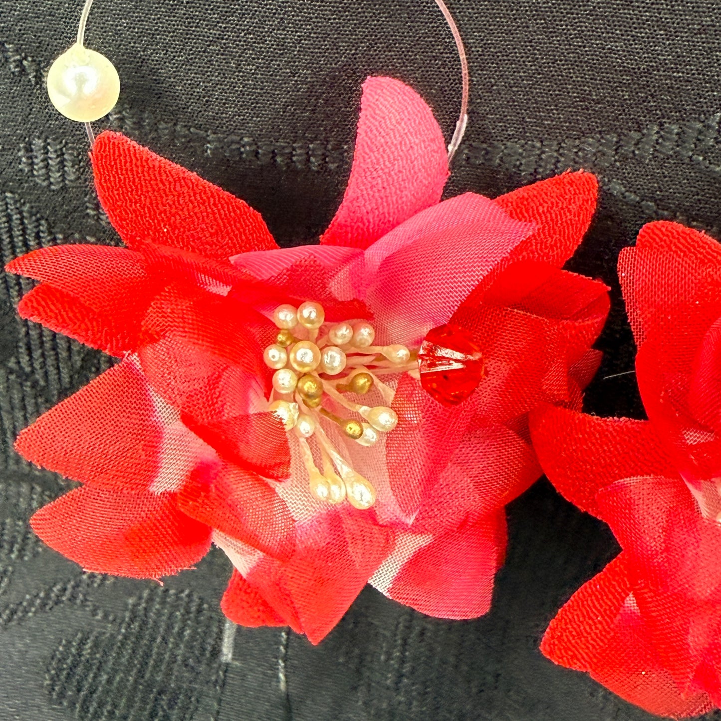 "Fire Blossom" Vintage Kanzashi Hair Pins