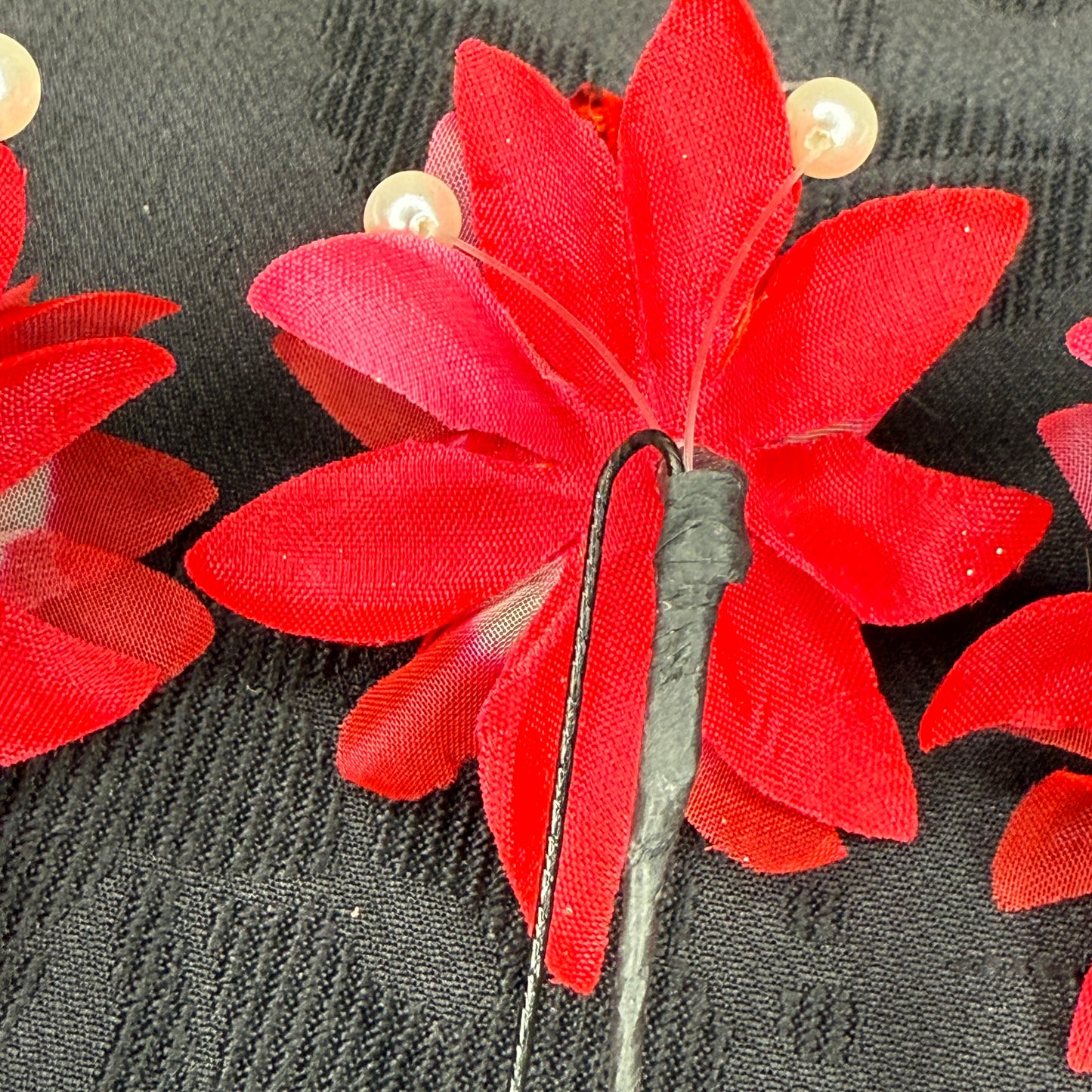 "Fire Blossom" Vintage Kanzashi Hair Pins