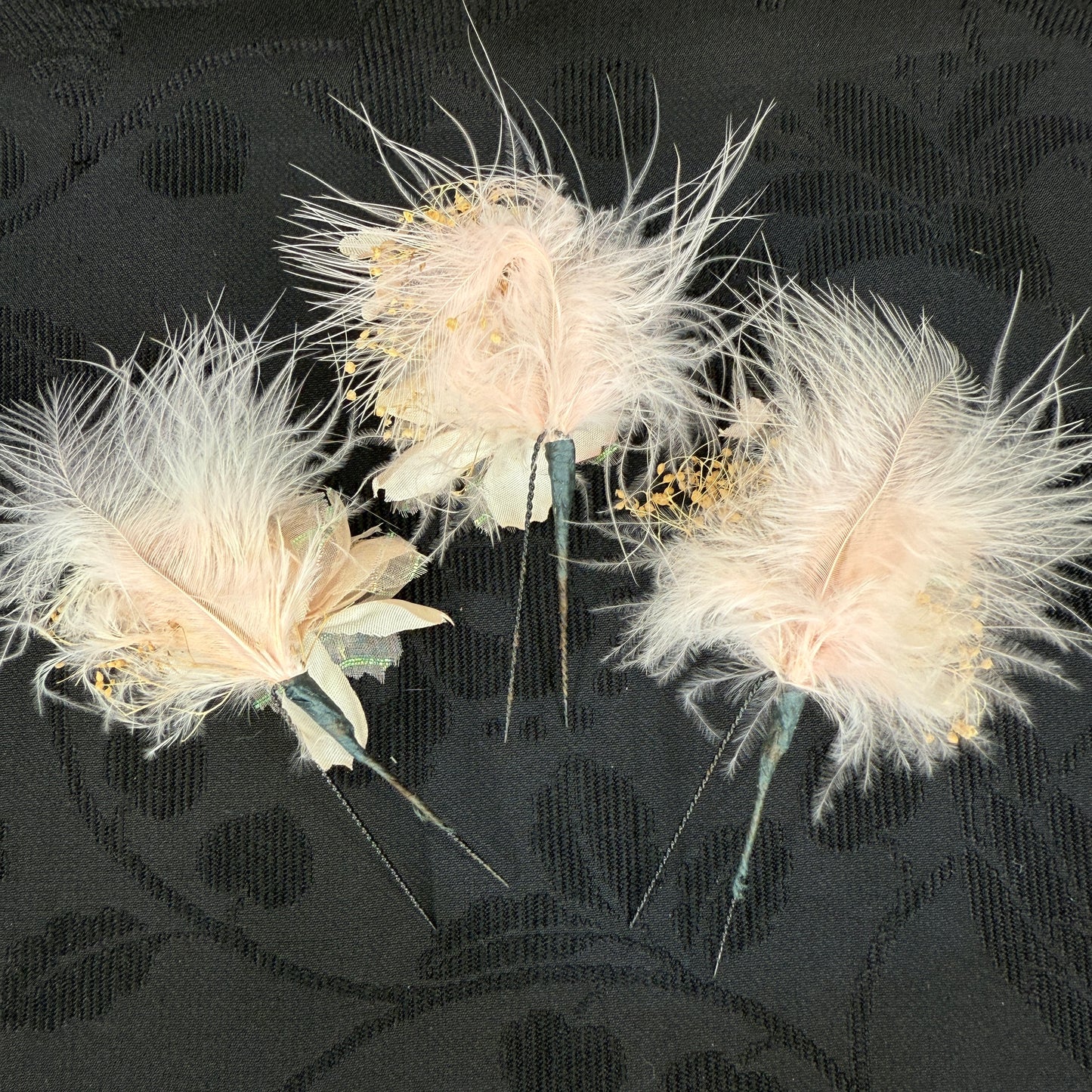 "Featherlight Elegy" Vintage Kanzashi Hair Pins