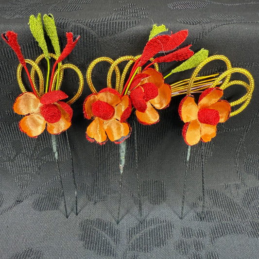 "Festival Ember" Vintage Kanzashi Hair Pins