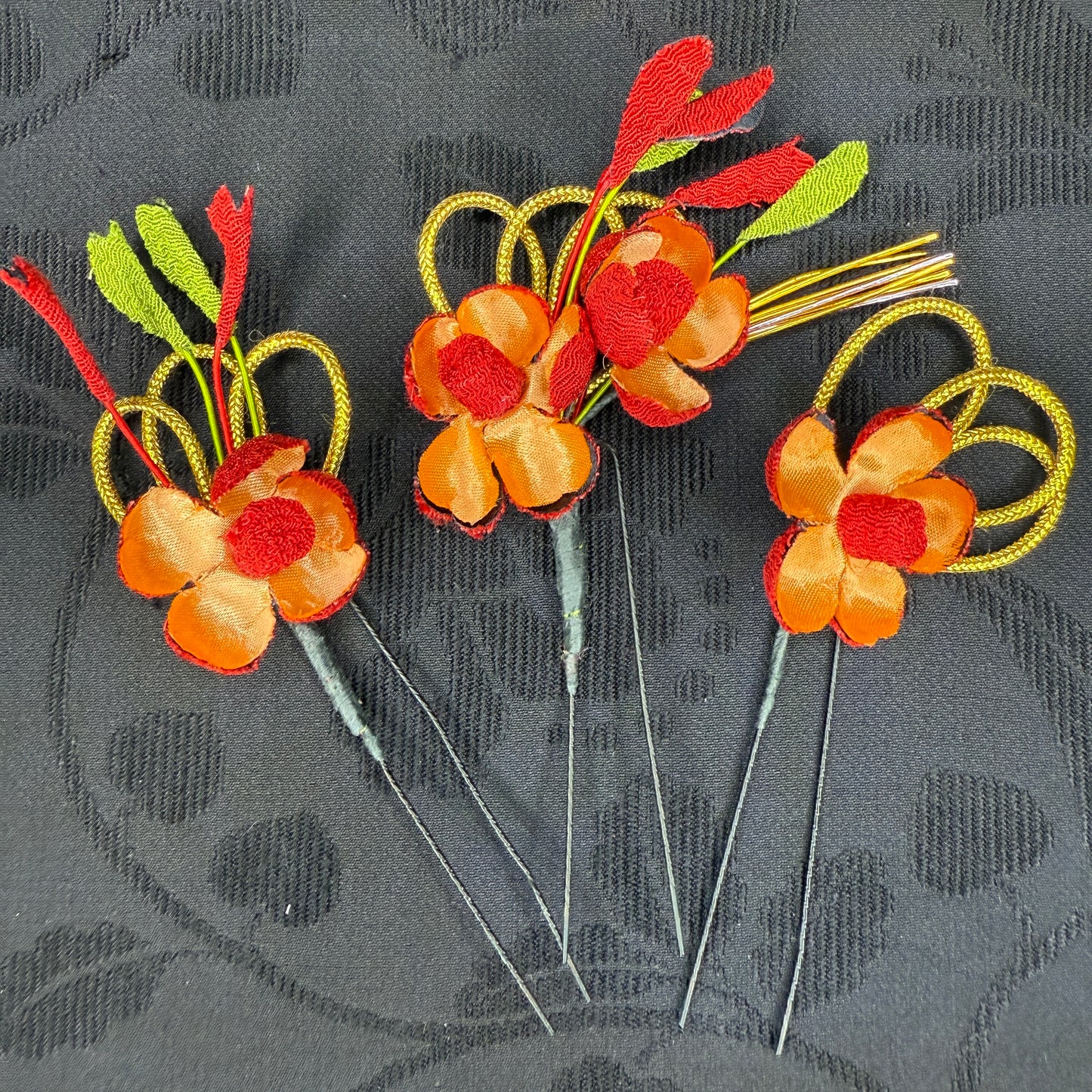 "Festival Ember" Vintage Kanzashi Hair Pins