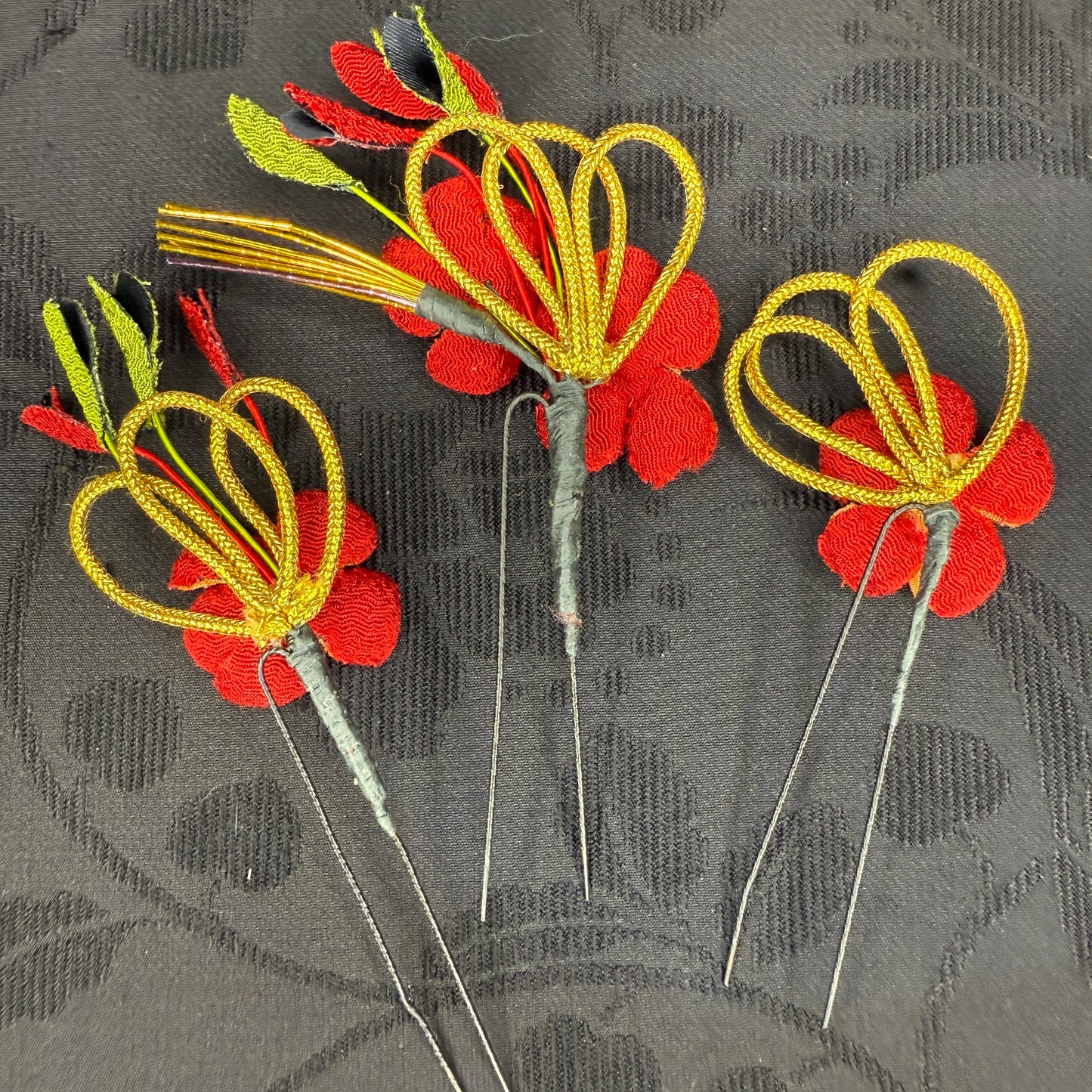 "Festival Ember" Vintage Kanzashi Hair Pins
