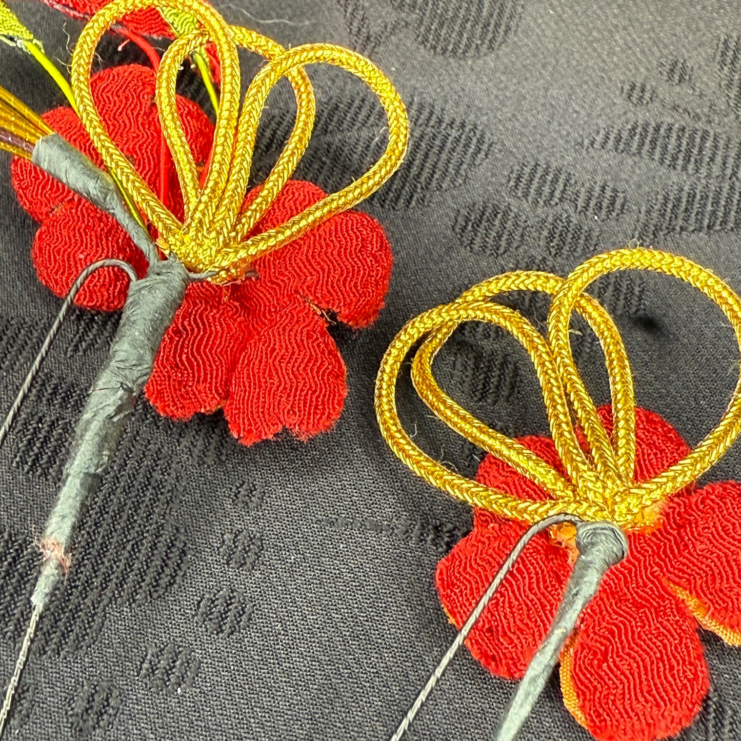 "Festival Ember" Vintage Kanzashi Hair Pins
