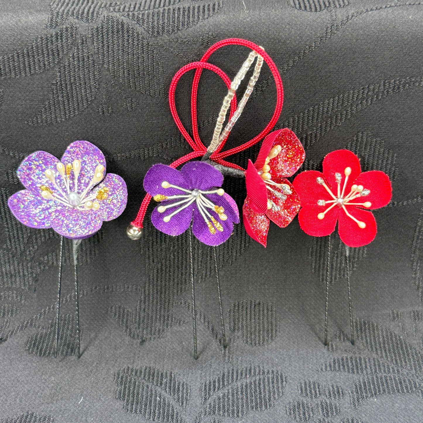 "Starlight Plum" Vintage Kanzashi Hair Pins