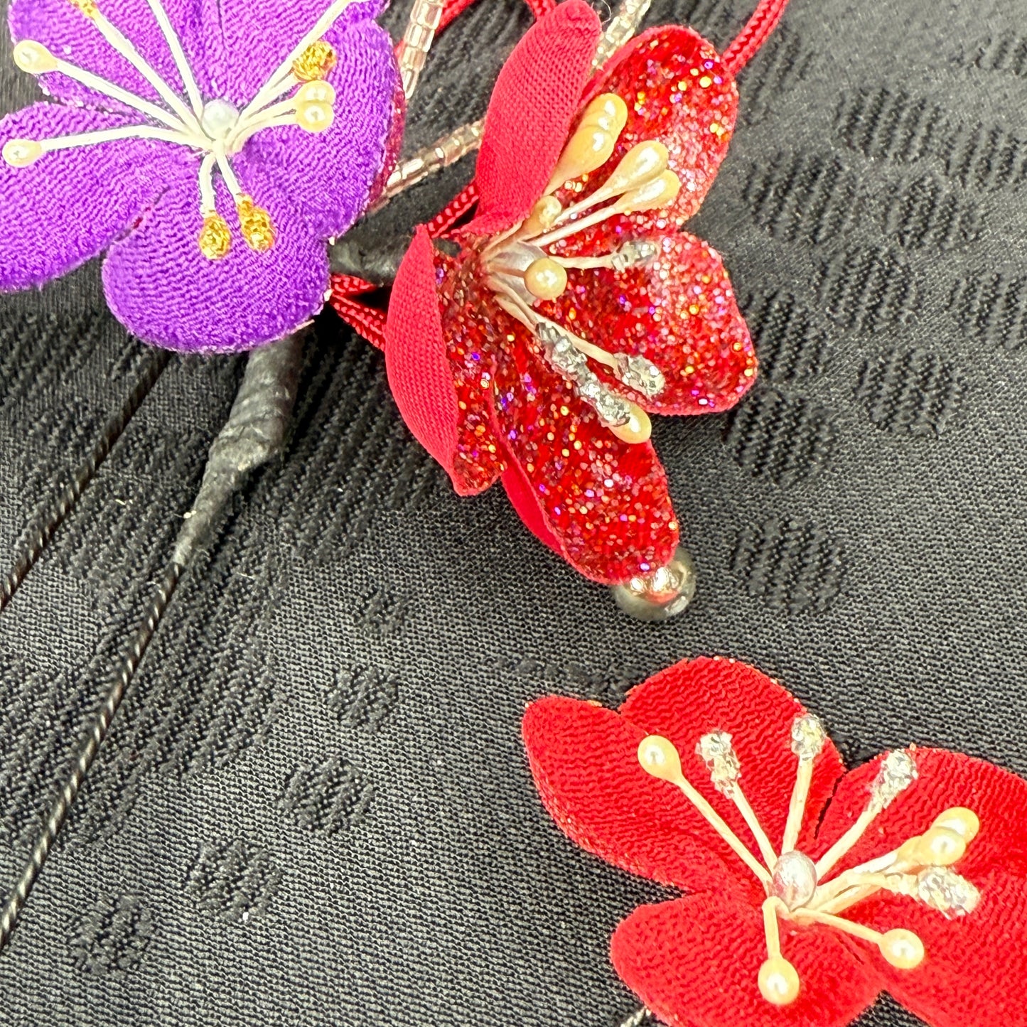 "Starlight Plum" Vintage Kanzashi Hair Pins
