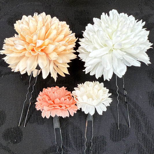 "Floral Puffs" Vintage Kanzashi Hair Pins