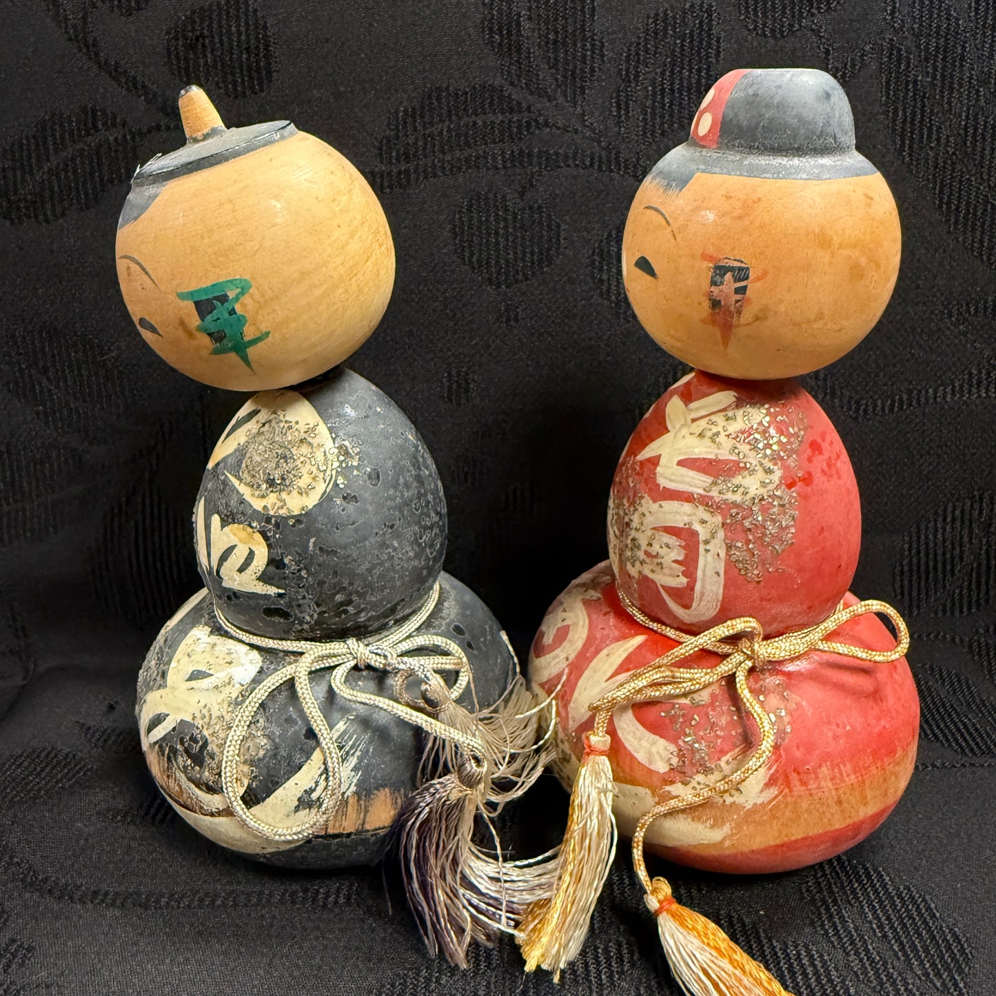"Double Gourds" Vintage Kokeshi Doll Pair