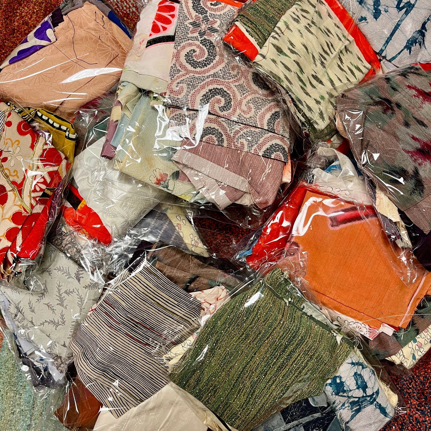 "1 lb Bundle Mix of Japanese Kimono Fabric"