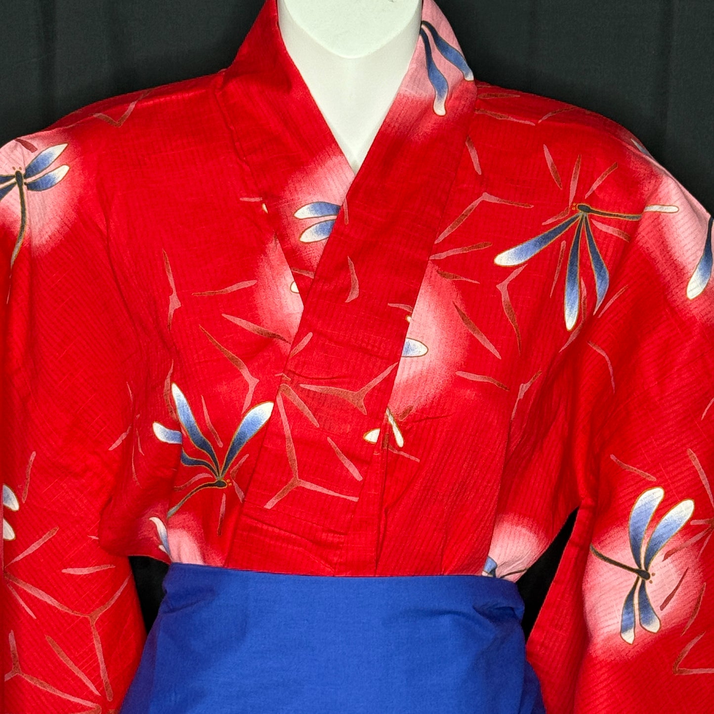"Crimson Dragonflies" Vintage Japanese Yukata