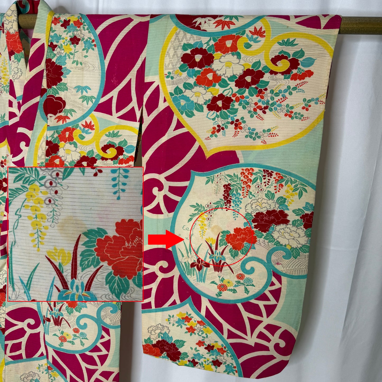 "Hollyhock Garden" Antique Girl's Kimono