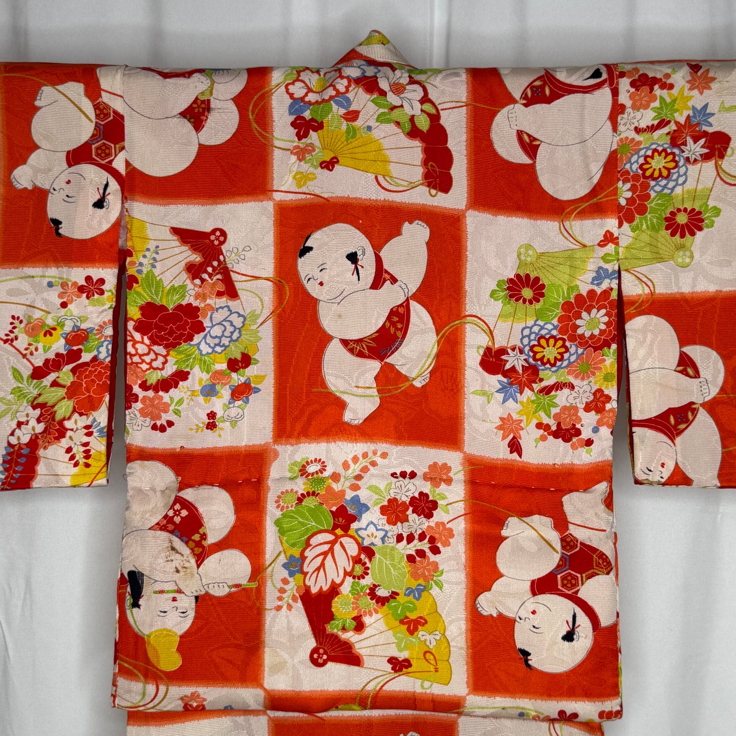 "Checkerboard Ningyo" Vintage Girl's Kimono