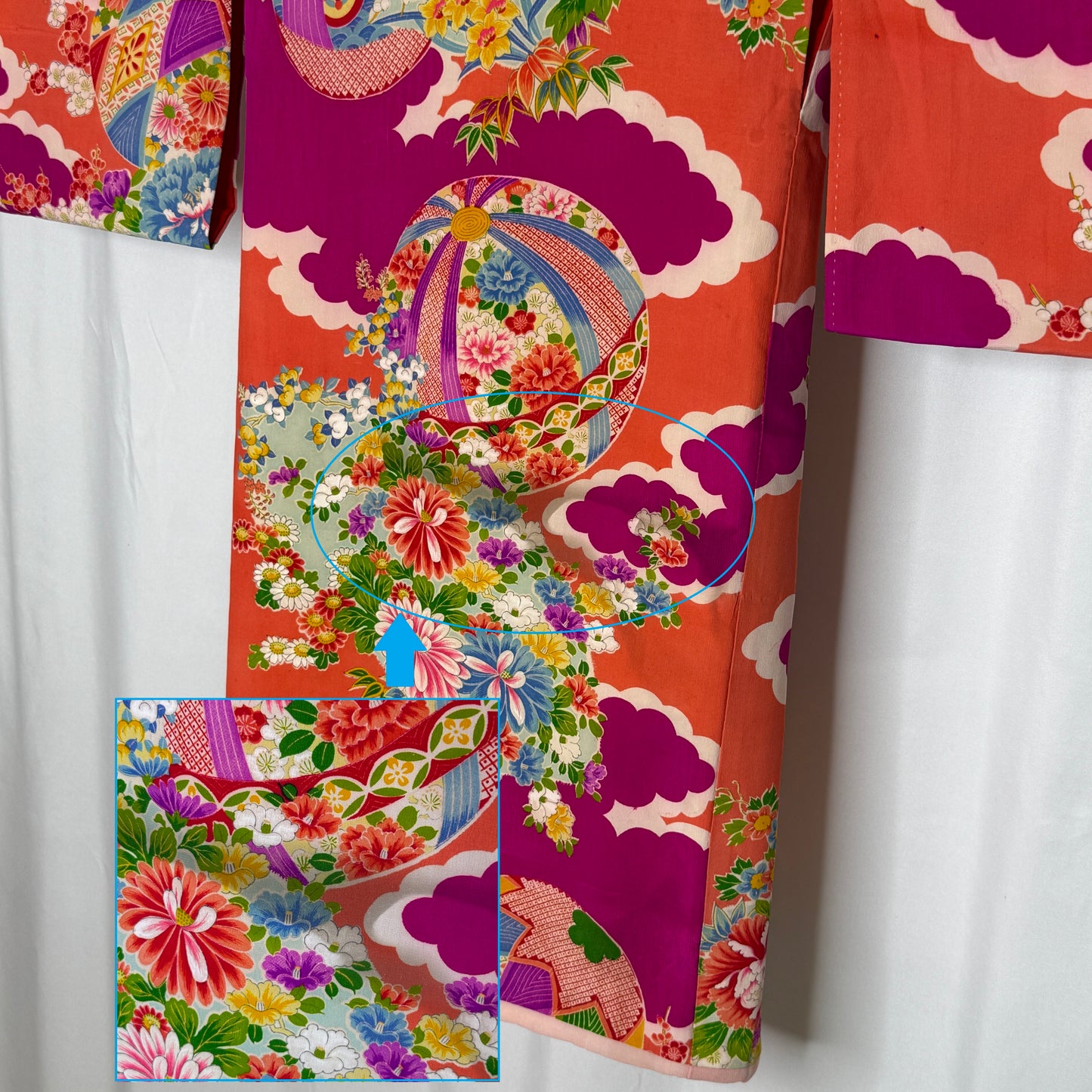 "Temari Charm" Antique Girl's Kimono