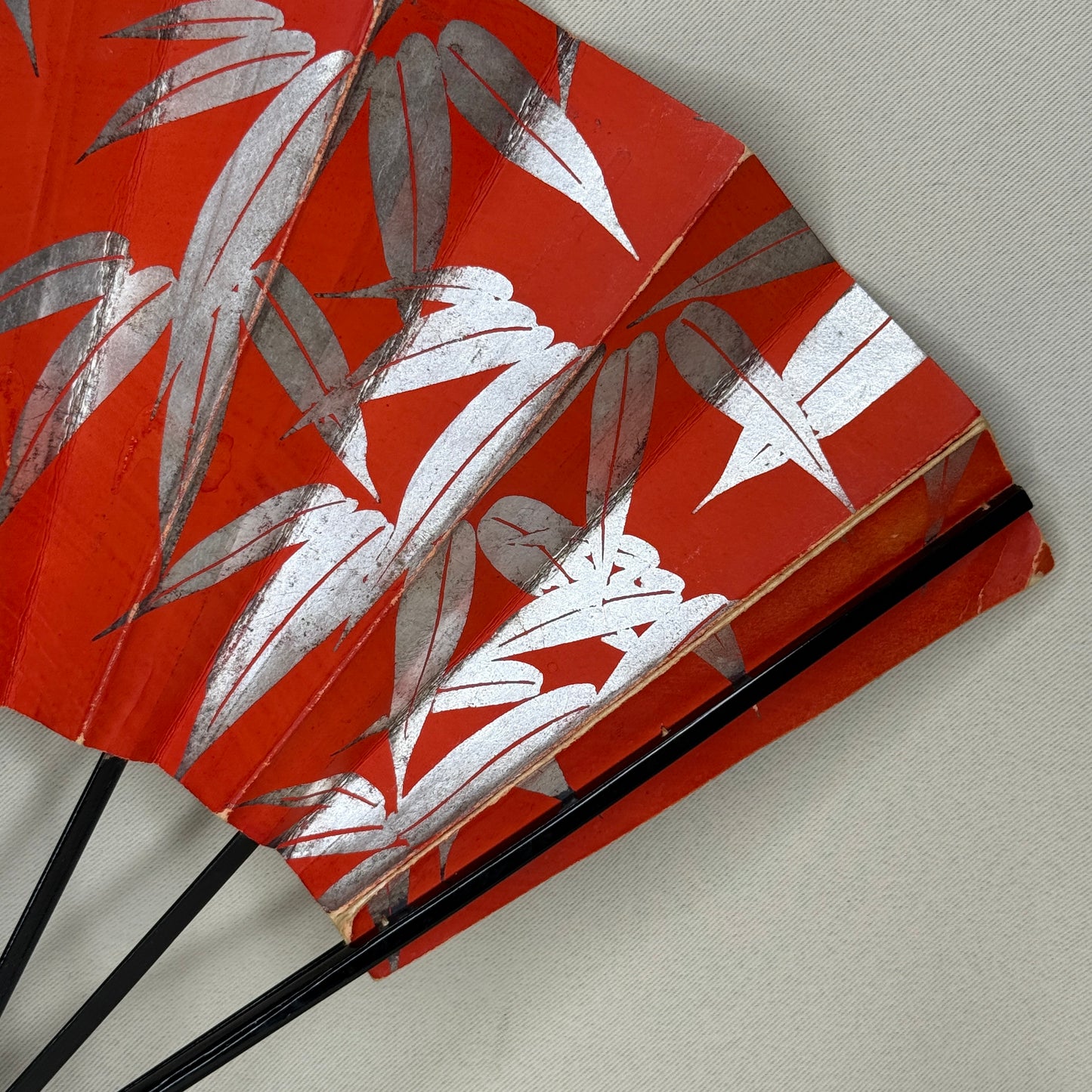"Silver Bamboo" Vintage Dance Folding Fan