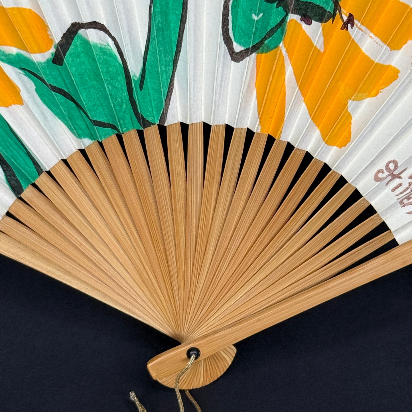 "Sunny Sketch" Vintage Folding Fan