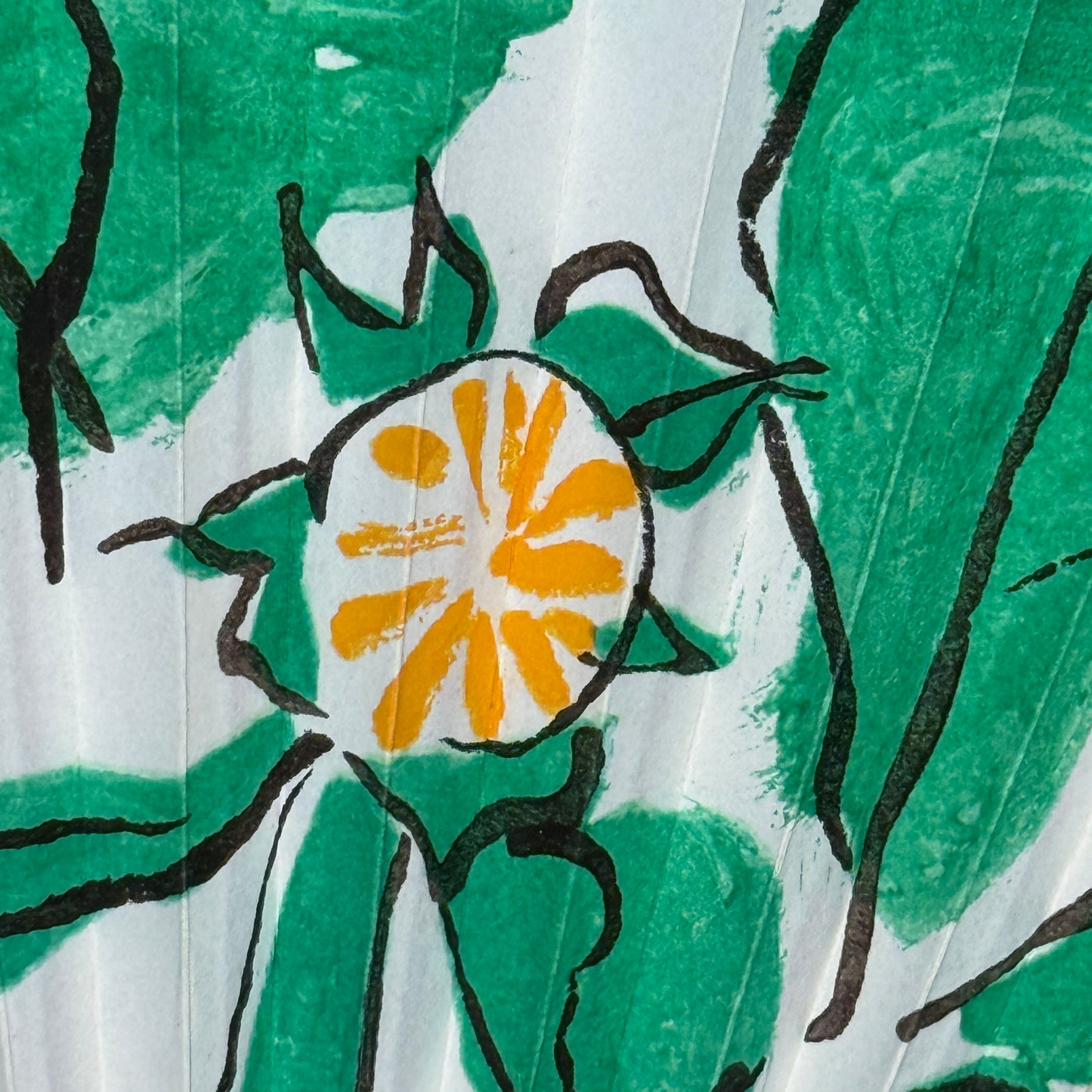 "Sunny Sketch" Vintage Folding Fan