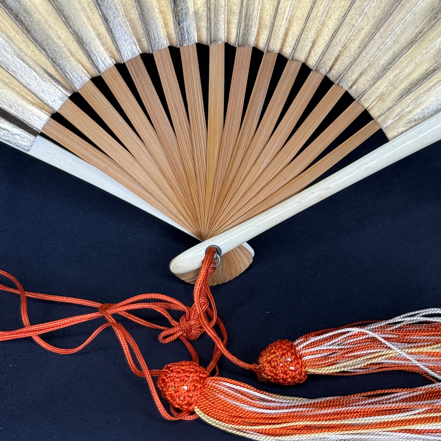 "Silver and Gold" Vintage Folding Fan