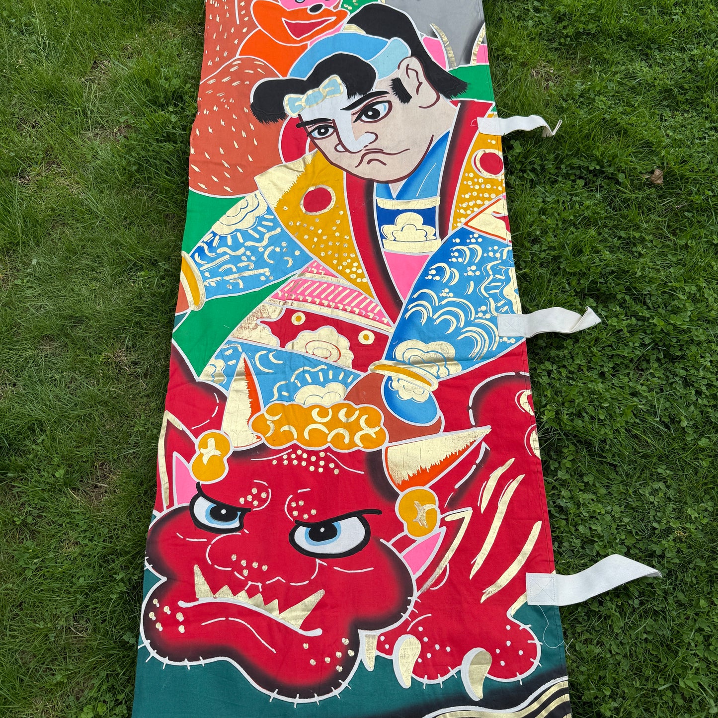 "Captured Oni" Vintage Nobori Banner