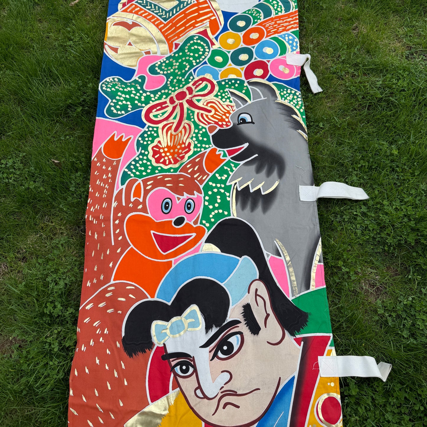 "Captured Oni" Vintage Nobori Banner