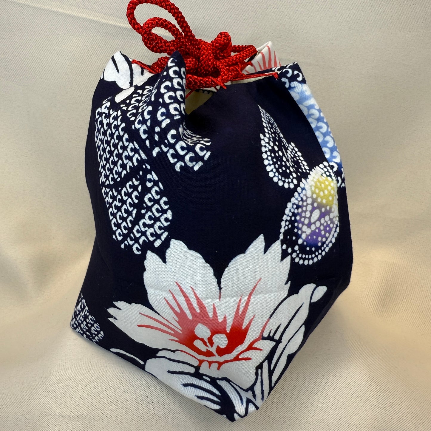 "Yukata Style" Japanese Kinchaku Drawstring Bag